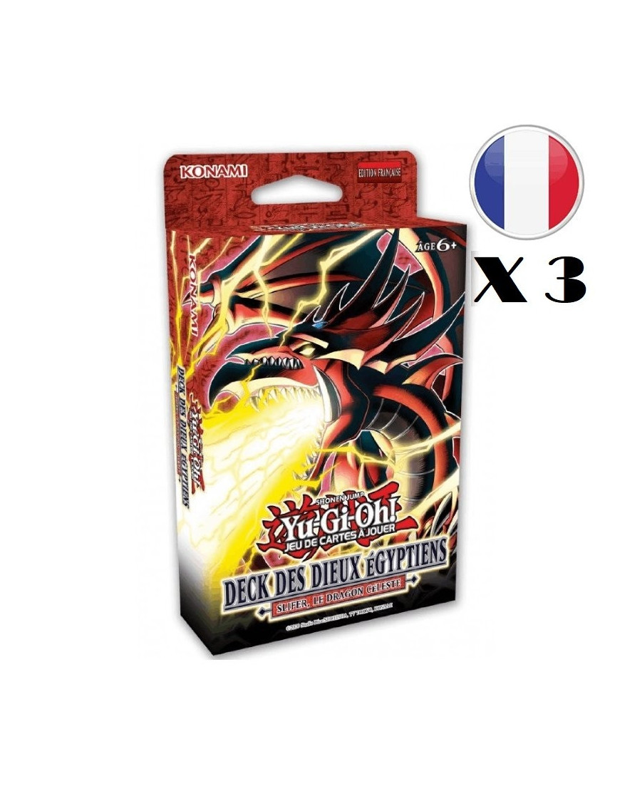 Yugioh Lots de 3 Deck des dieux Egyptiens Slifer Le Dragon Celeste réimpression Fr Konami