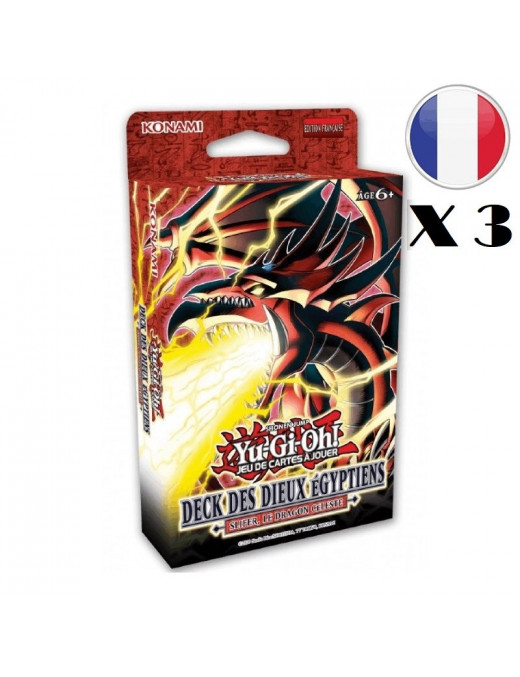 Yugioh Lots de 3 Deck des dieux Egyptiens Slifer Le Dragon Celeste réimpression Fr Konami