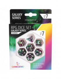 Set de 7 dés Noir et Vert Aurora Galaxy Series - GameGenic