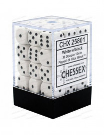 Set de 36 dés 6 - OPAQUE - Blanc/Noir FR CHESSEX