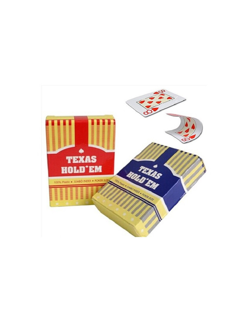 Texas Hold'em Jumbo Rouge ou Bleu Index x 54 cartes 100% Plastique