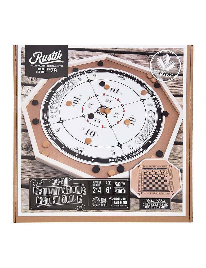 Crokinole 2 en 1 réversible Rustik Croquinole""