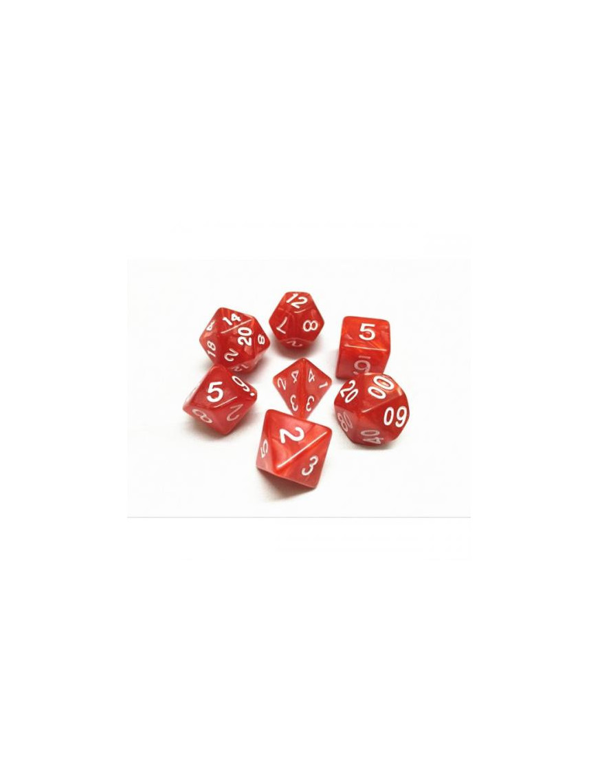 Lot de 7 dés Rouge Nacré FR Ludistri