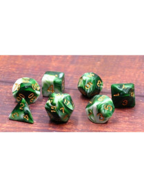 Set de 7 dés Emerald White Jade
