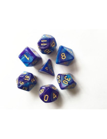 Set de 7 dés Fusion Bleu et violet sombre