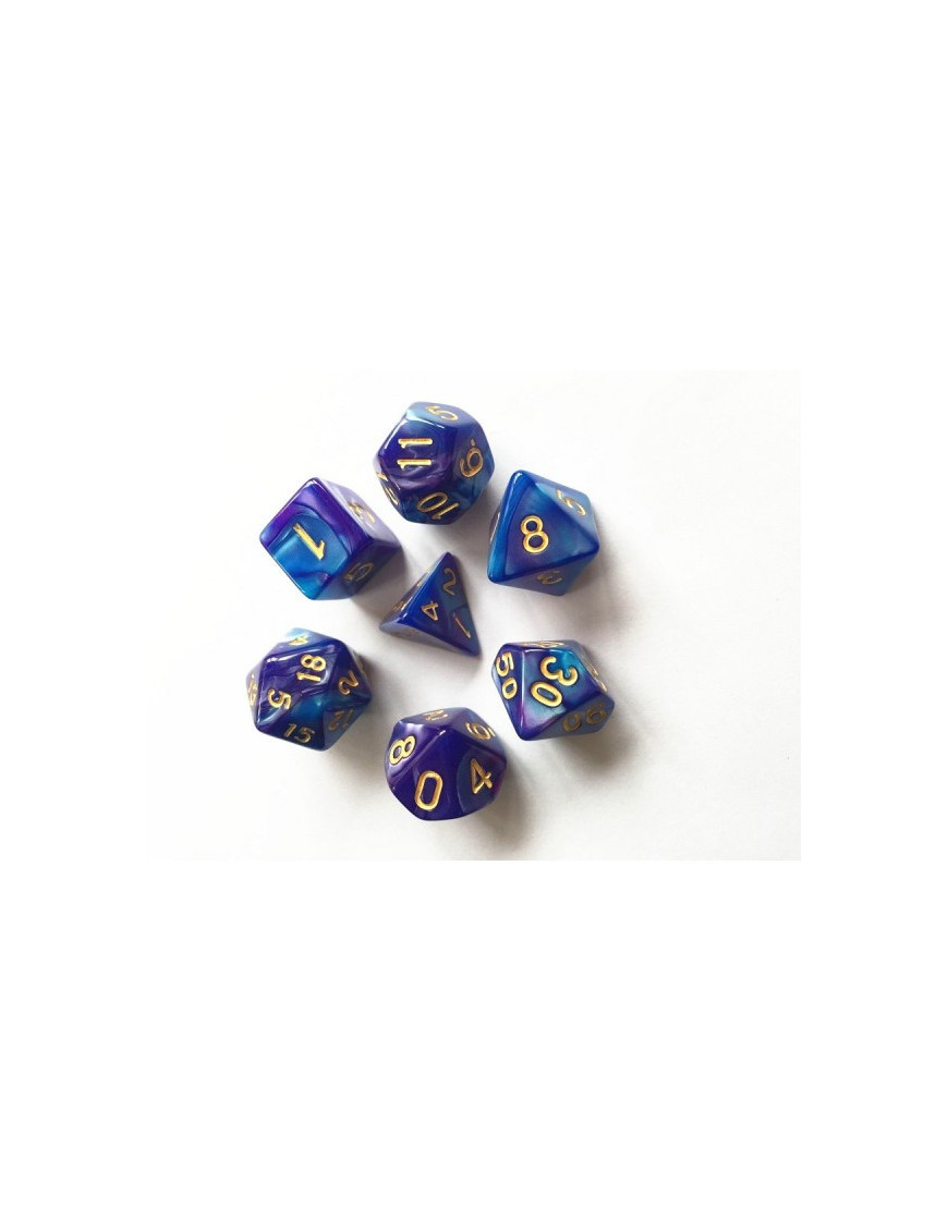 Set de 7 dés Fusion Bleu et violet sombre