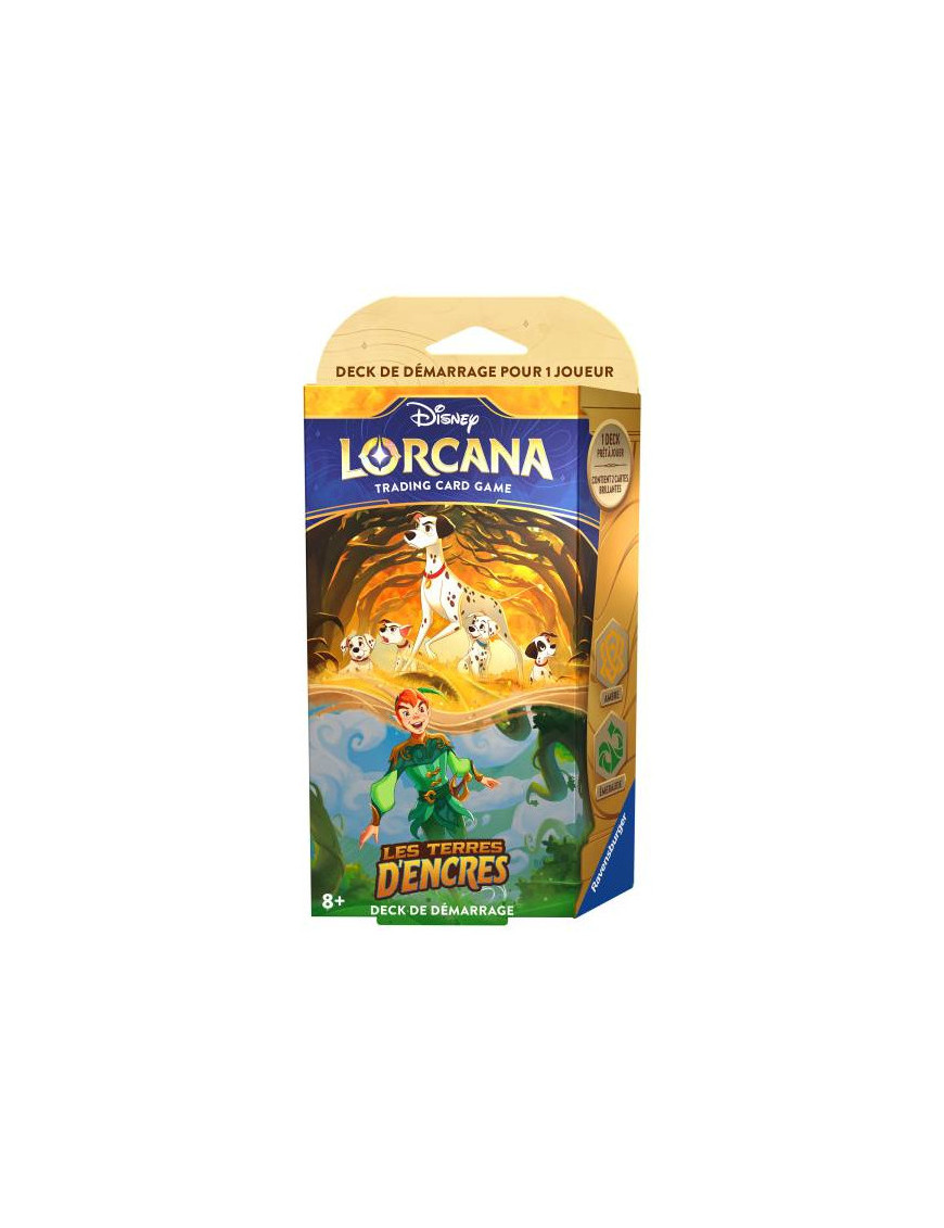 Lorcana Disney Les Terres D'encres Deck de démarrage Pongo et Peter Pan FR Ravensburger