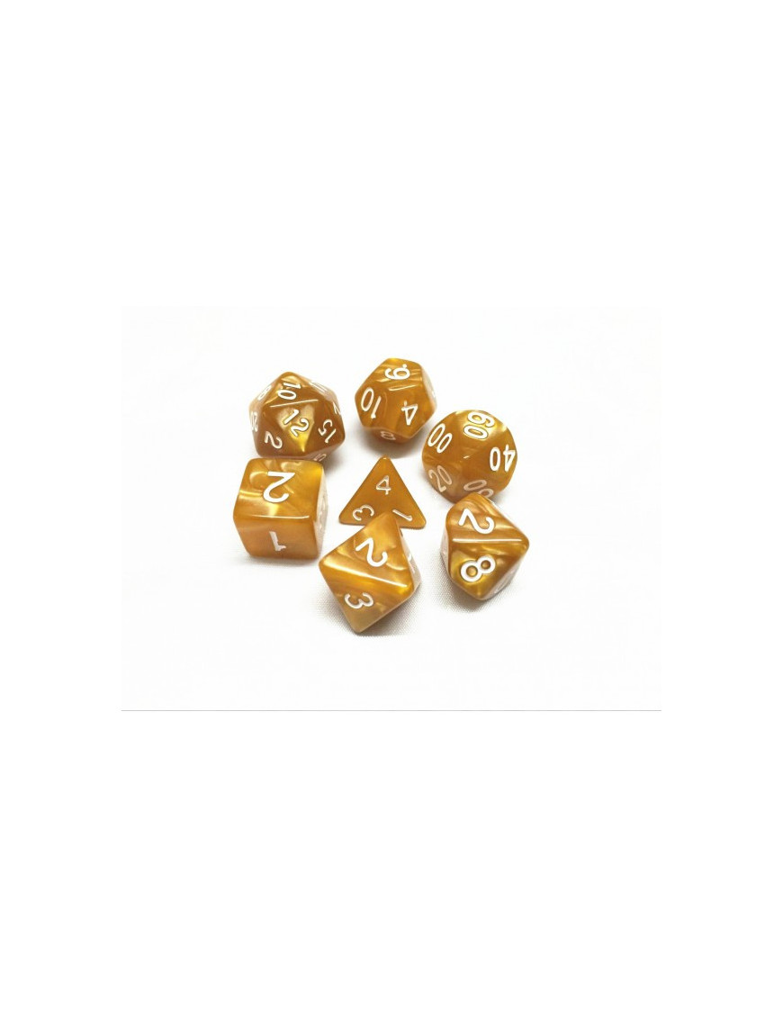 Lot de 7 dés Or Nacré FR Ludistri