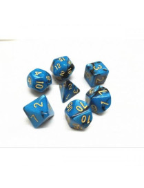Lot de 7 dés Fusion Bleu et Noir FR Ludistri