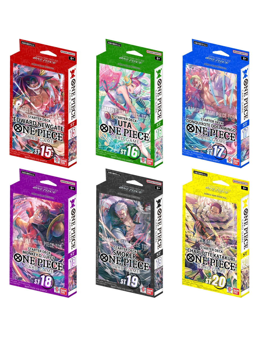 One Piece Pack de 6 Deck de démarrage ST20,19,18,17,16,15 Anglais
