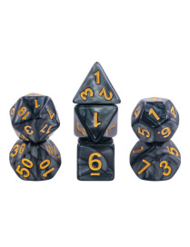 Lot de 7 dés Noir nacré et or FR Epic Forge
