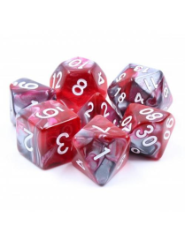 Lot de 7 dés Rouge et noir Dragon's Blood FR Ludistri