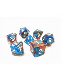 Lot de 7 dés Fusion Bleu et or FR Ludistri