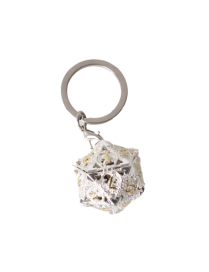Porte clé D20 Argenté - lot de 7 mini dés métal (5mm) FR Ludistri