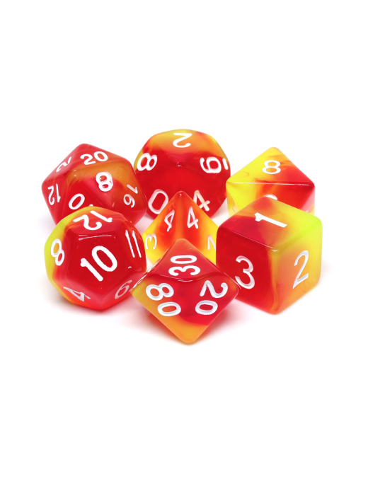 Lot de 7 dés Fusion Rouge et Jaune R Epic Forge