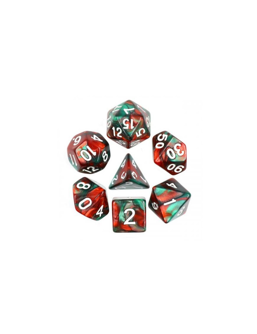 Lot de 7 dés Fusion Vert et rouge R Epic Forge