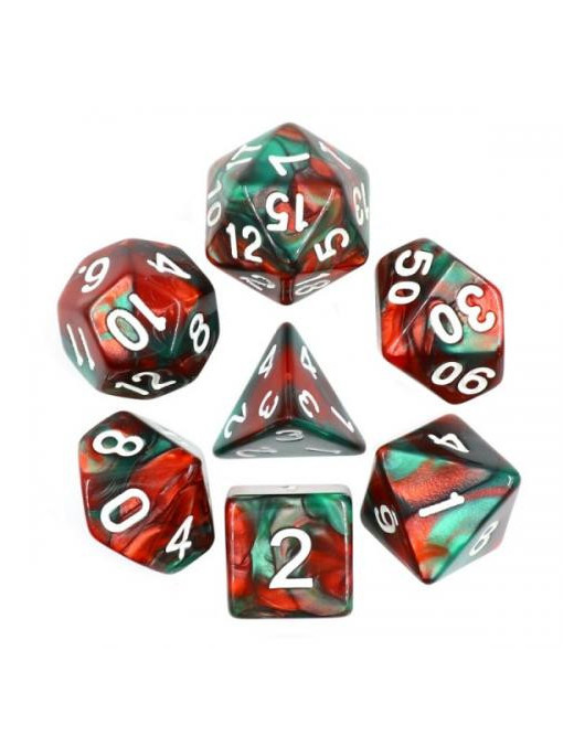 Lot de 7 dés Fusion Vert et rouge R Epic Forge