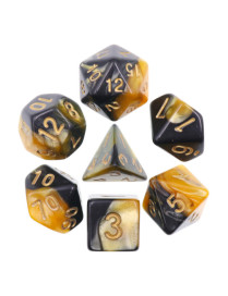 Lot de 7 dés Fusion Noir et Jaune FR Epic Forge