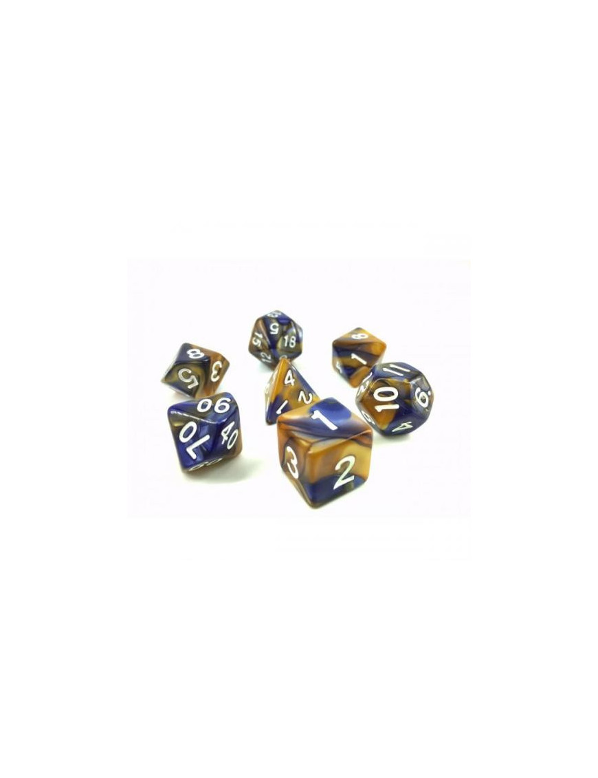 Lot de 7 dés Fusion Bleu sombre et or FR Epic Forge