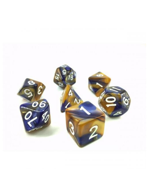 Lot de 7 dés Fusion Bleu sombre et or FR Epic Forge