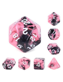 Lot de 7 dés Fusion Noir et Rose FR Epic Forge