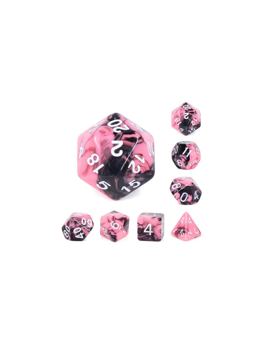 Lot de 7 dés Fusion Noir et Rose FR Epic Forge