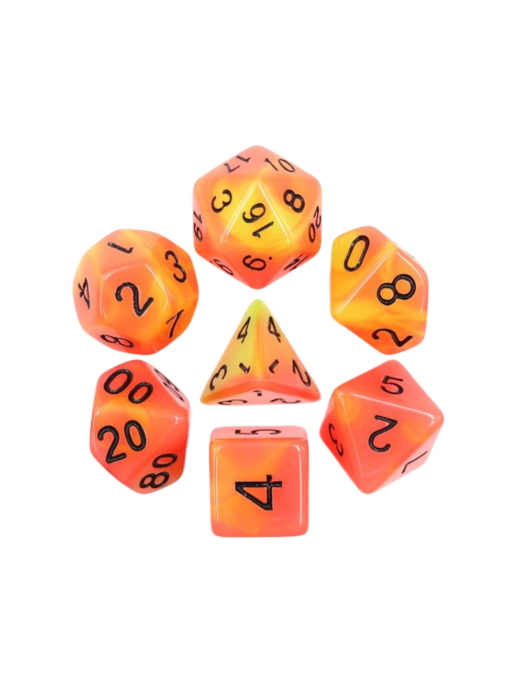 Lot de 7 dés Feu phosphorescent FR Epic Forge