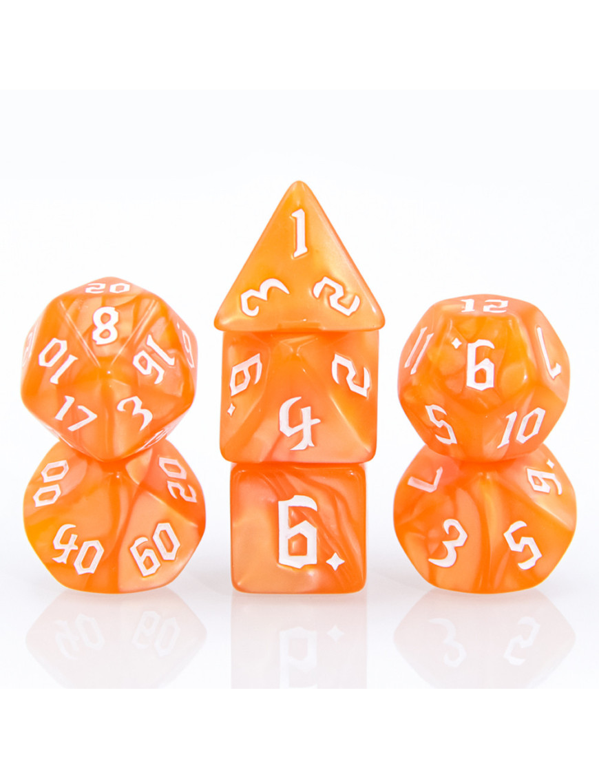 Lot de 7 dés Orange Nacré FR Epic Forge