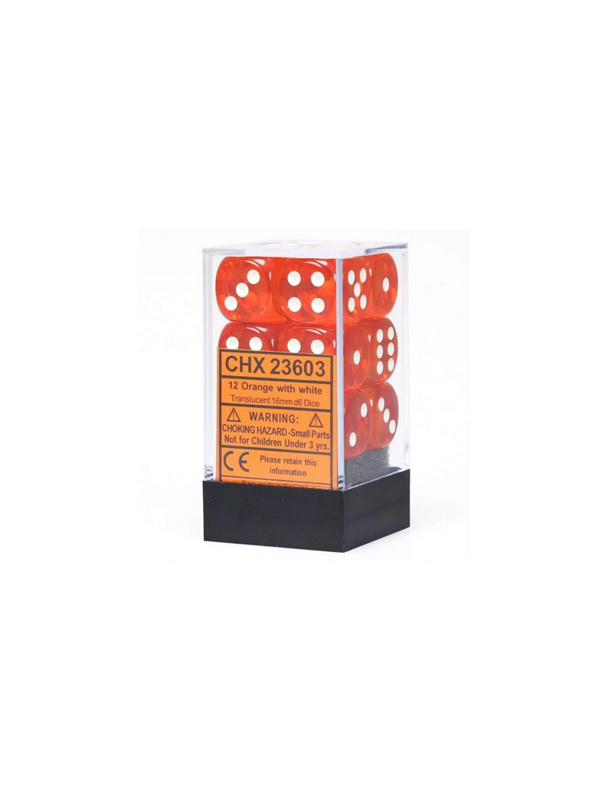 Set de 12 dés 6 orange / Blanc chessex