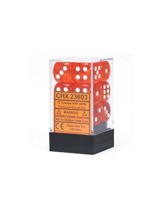 Set de 12 dés 6 orange / Blanc chessex
