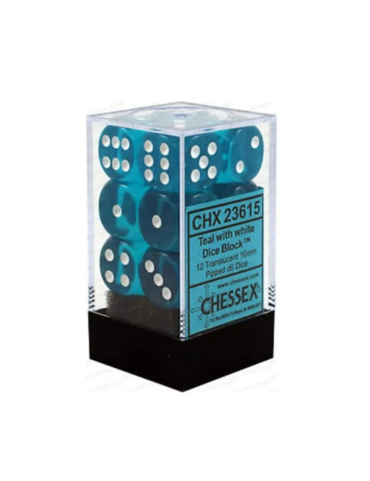 Set de 12 dés 6 Sarcelle  / Blanc chessex