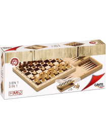 Coffret 3 en 1 : echecs dames et backgammon pliable FR Cayro