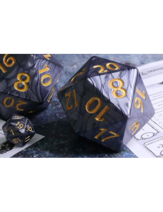D20 Titan Noir perle Dés 20 faces 55mm