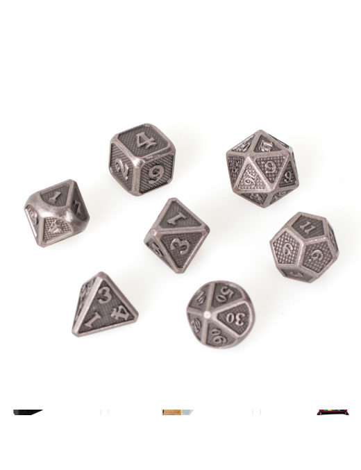 Set de 7 dés Métal Solid Silver 14mm