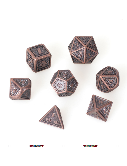 Set de 7 dés Métal Dragon Scale Copper 16mm