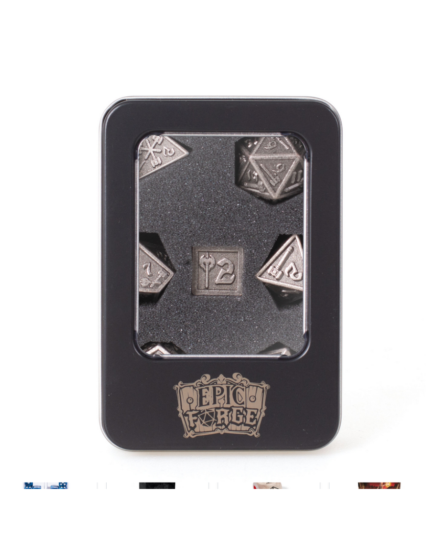 Set de 7 dés Métal Hammer Silver 16mm