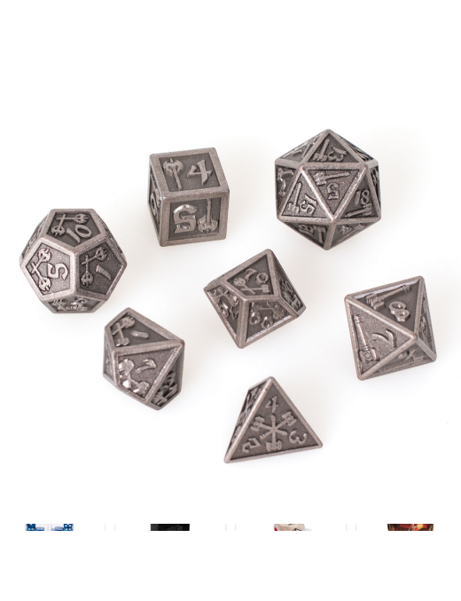 Set de 7 dés Métal Hammer Silver 16mm