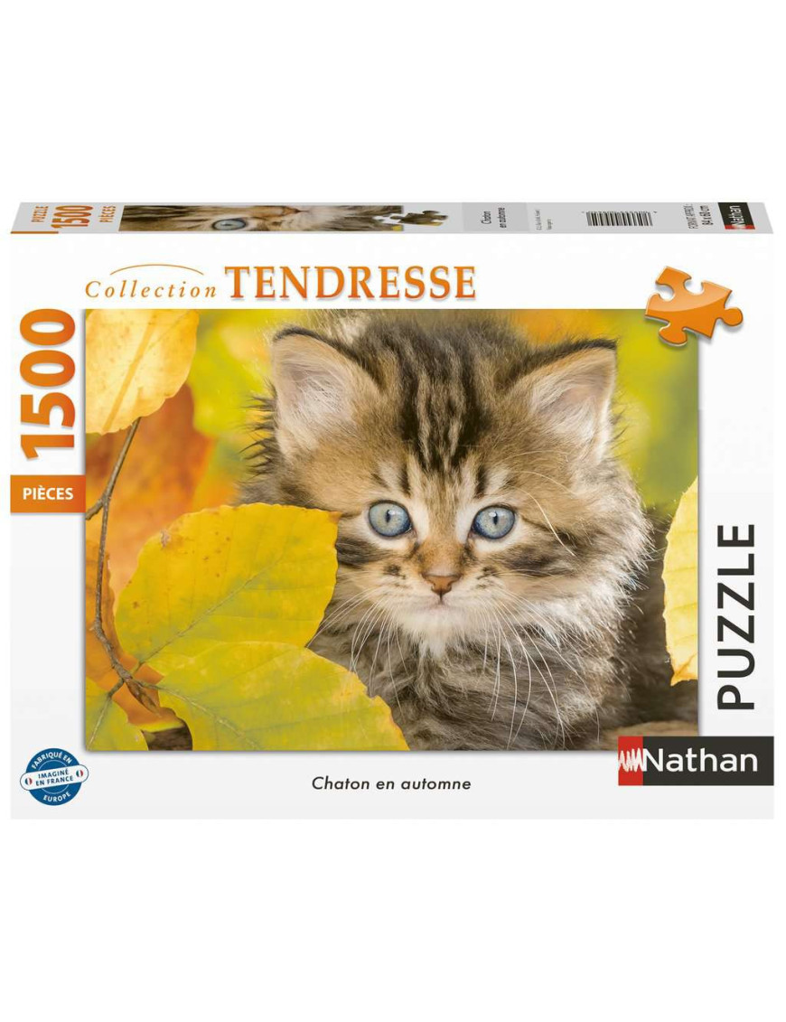 Puzzle 1500 p Chaton en automne FR Nathan