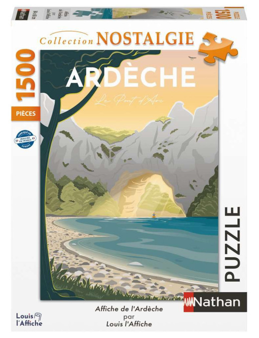 Puzzle 1500 p Affiche de l'Ardèche FR Nathan