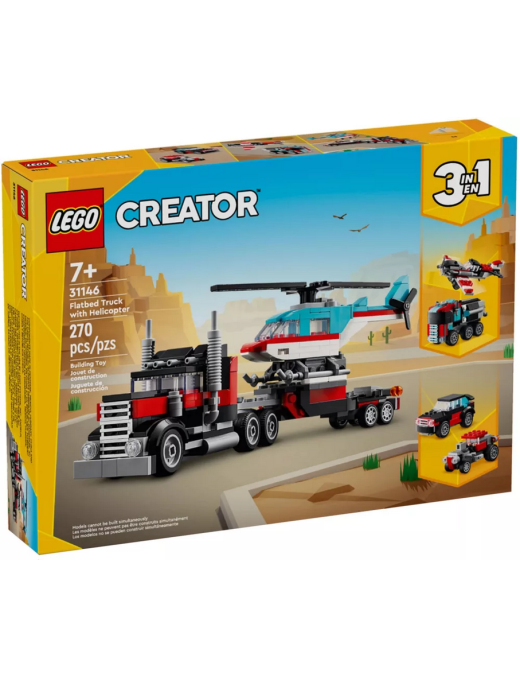 LEGO Creator 3en1 Le Camion Remorque avec Hélicoptère 31146