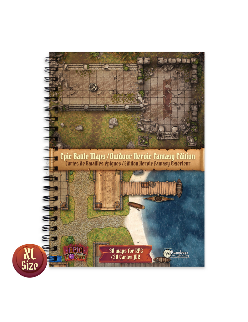 Livre plateau de jeu Edition Heroic Fantasy extérieur (305x420 mm) format A3 - Couverture rigide FR Ludistri