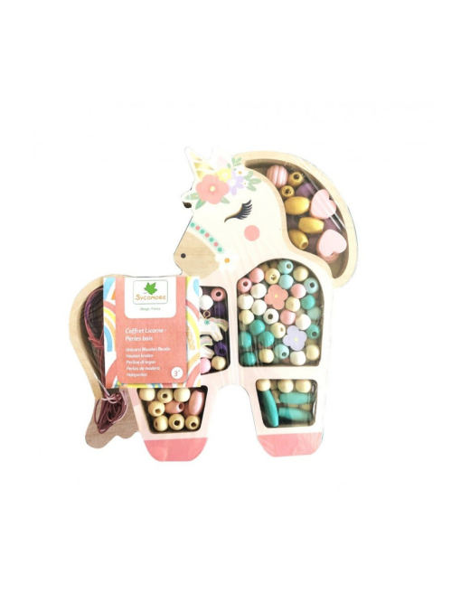 Coffret de perles en bois Licorne Sycomore