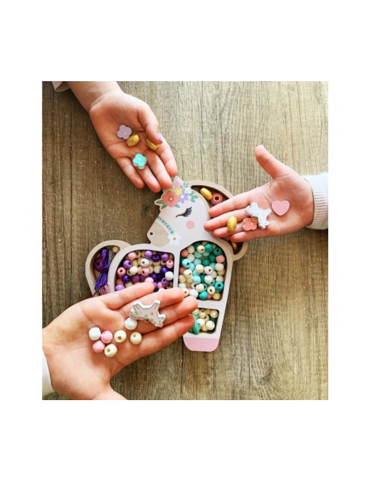 Coffret de perles en bois Licorne Sycomore