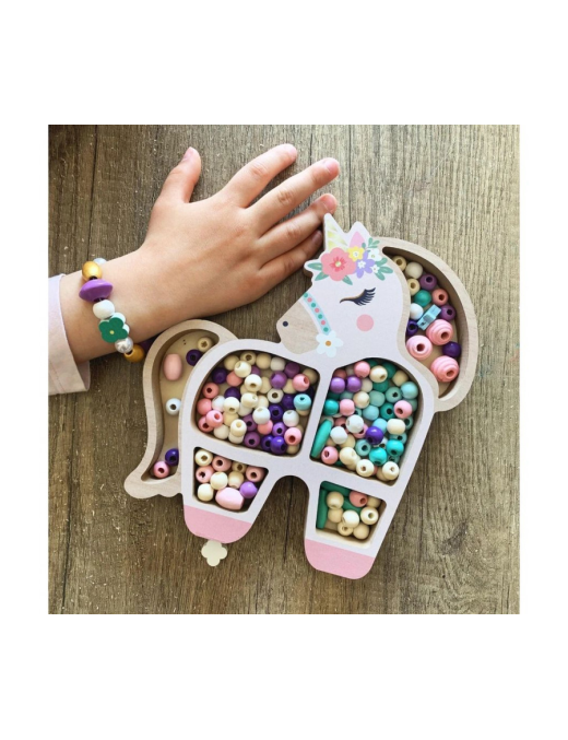 Coffret de perles en bois Licorne Sycomore