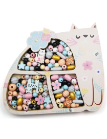 Coffret de perles en bois chat Sycomore