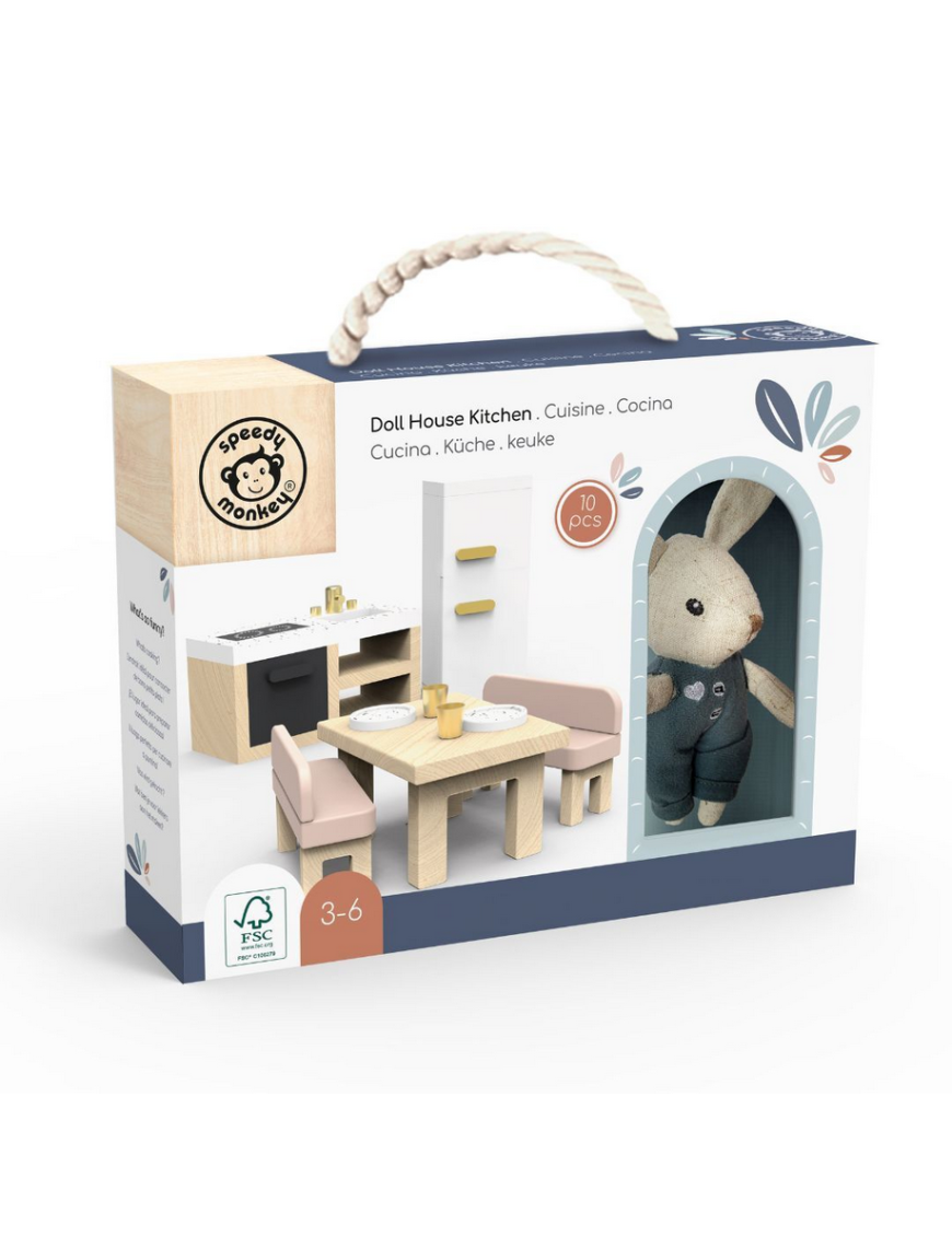 Cuisine de la maison de poupée + 1 lapin Speedy Monkey