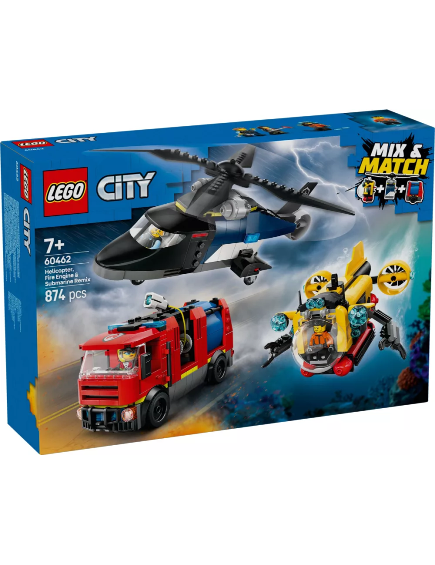 LEGO City Hélicoptère, camion de pompiers et sous-marin modulable 60462