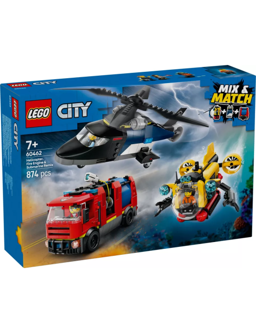LEGO City Hélicoptère, camion de pompiers et sous-marin modulable 60462