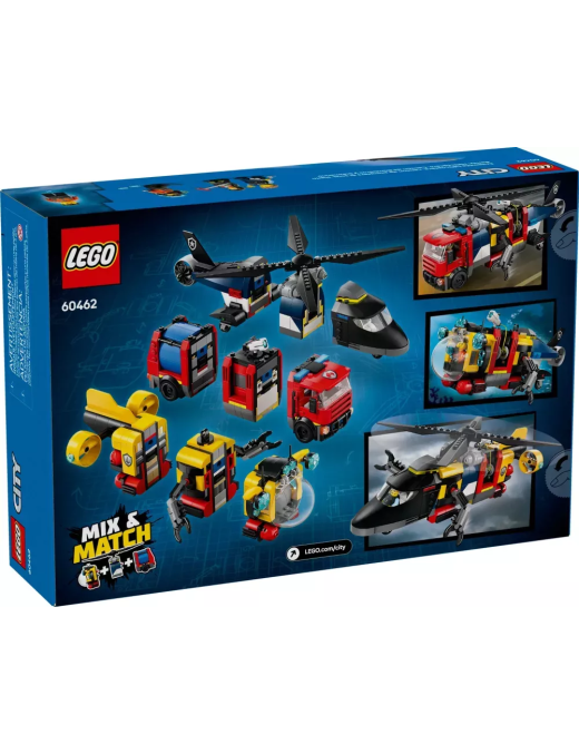 LEGO City Hélicoptère, camion de pompiers et sous-marin modulable 60462