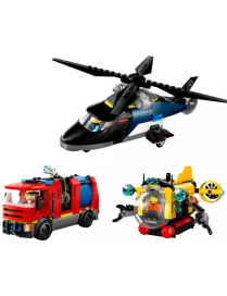 LEGO City Hélicoptère, camion de pompiers et sous-marin modulable 60462